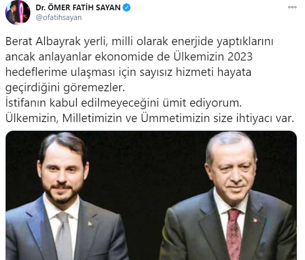 Berat Albayrak'ın istifasının ardından AKP'den ilk yorum