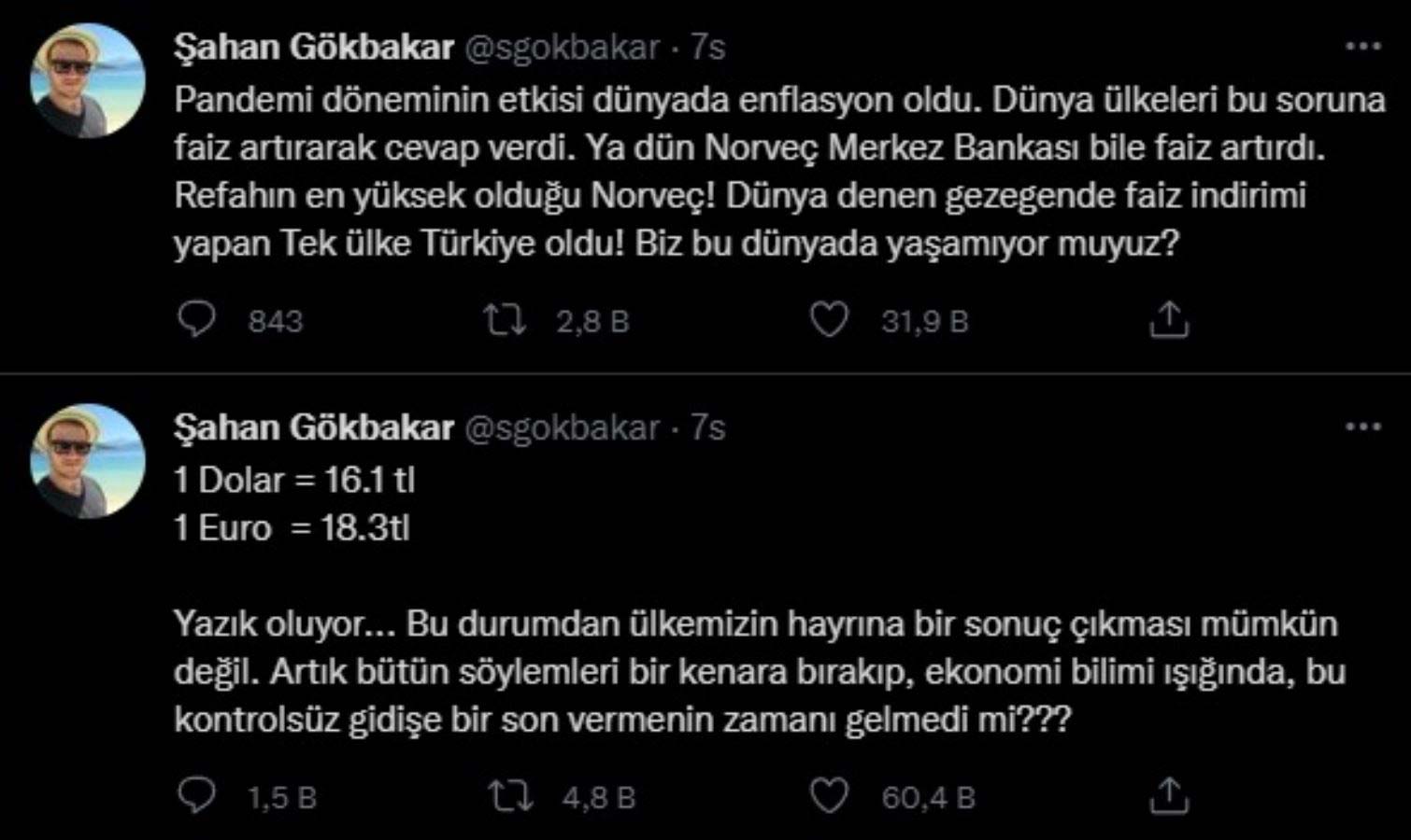 Şahan Gökbakar: 'Dünya denen gezegende faiz indirimi yapan tek ülke Türkiye oldu'