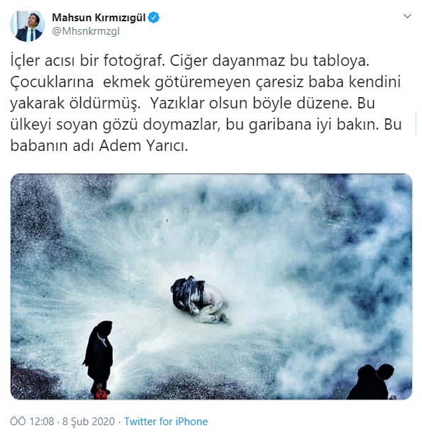 Mahsun Kırmızıgül: "Yazıklar olsun böyle düzene. Bu ülkeyi soyan gözü doymazlar, bu garibana iyi bakın"