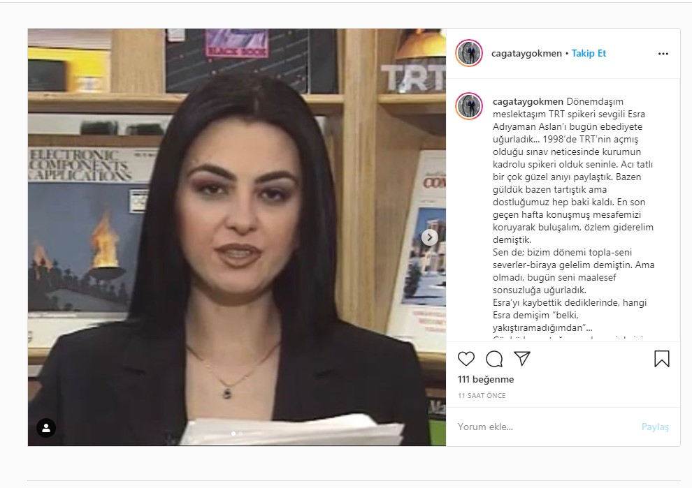 TRT spikeri Esra Adıyaman Aslan hayatını kaybetti 3 TRT spikeri Esra Adıyaman Aslan hayatını kaybetti