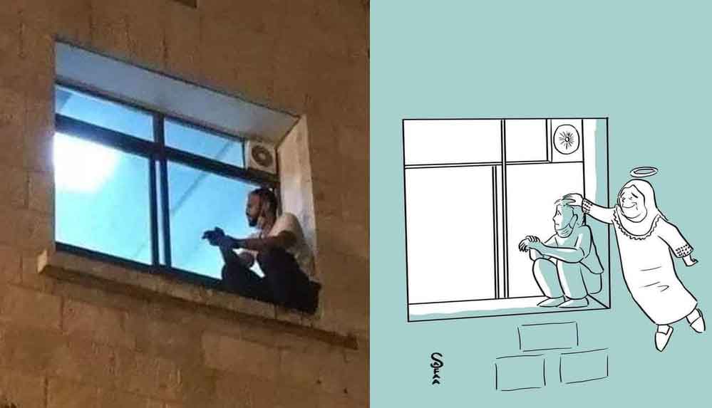 Filistinli genç, Kovid-19'a yakalanan annesine veda için hastane duvarına tırmandı