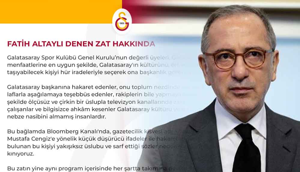 Galatasaray'dan Fatih Altaylı açıklaması: "Fatih Altaylı denen zat!"
