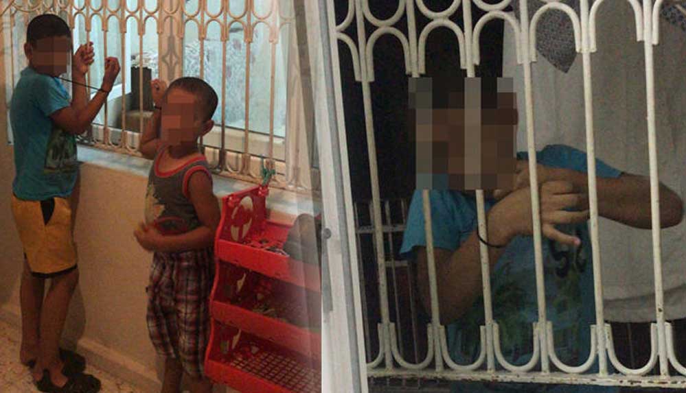 Alacağı-için-çocukları-kaçırıp,-plastik-kelepçeyle-pencere-demirine-bağladı