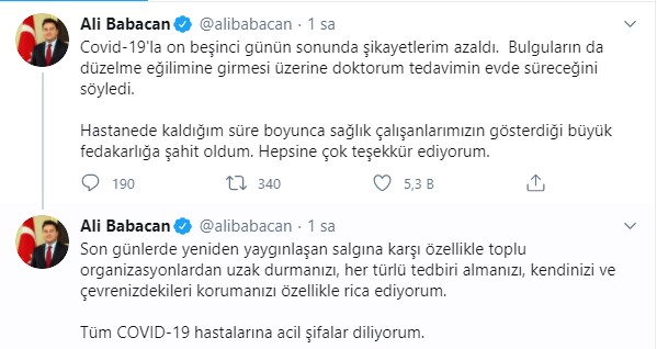 Koronavirüse yakalan Ali Babacan'ın sağlık durumu hakkında yeni gelişme