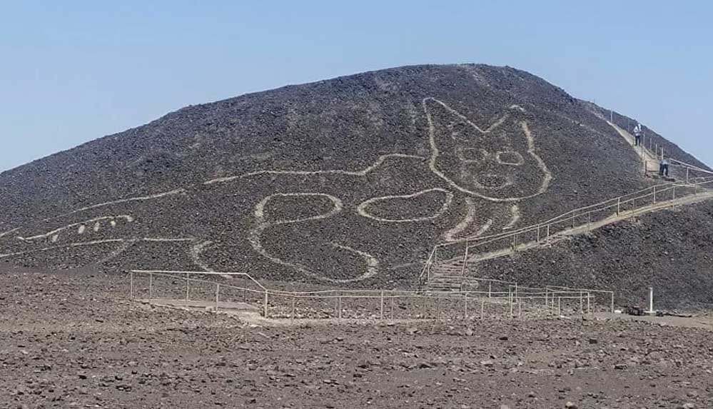 Gizemli çizimler vadisi Nazca'da 2200 yıl önce yamaca kondurulmuş dev kedi resmi bulundu