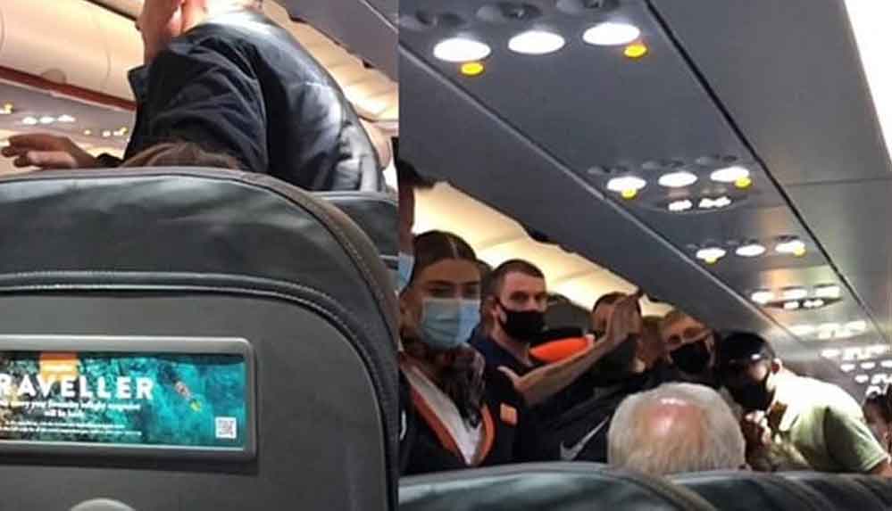 Uçakta maske karşıtı küfürlü konuşma yapıp takmayı reddedince karısından tokadı yedi