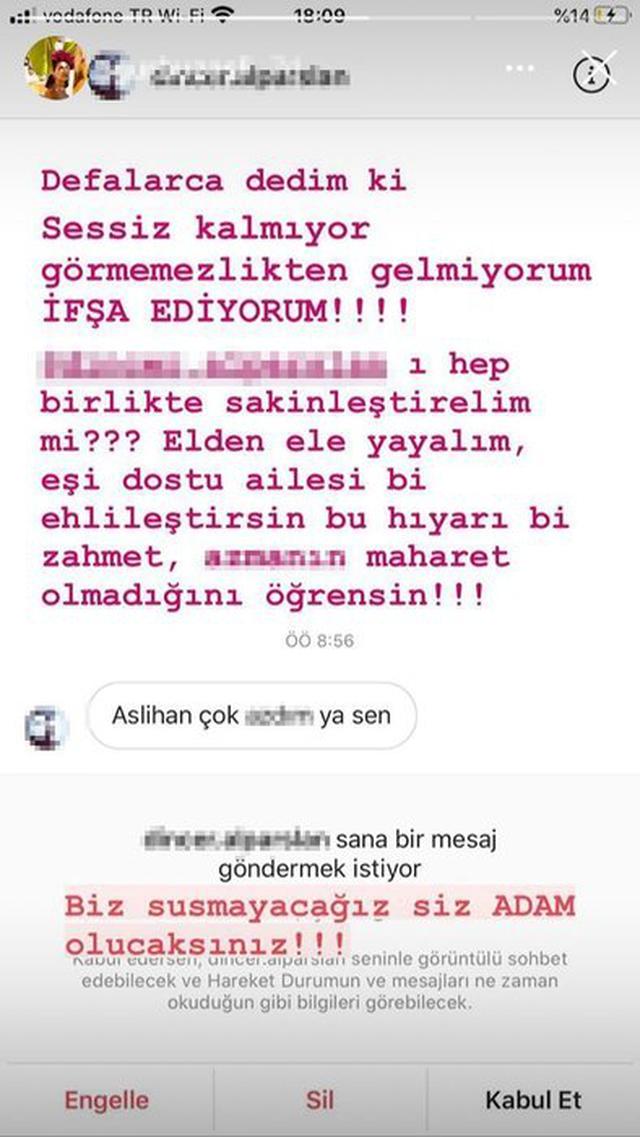 Aslıhan Gürbüz gelen taciz mesajını ifşa etti