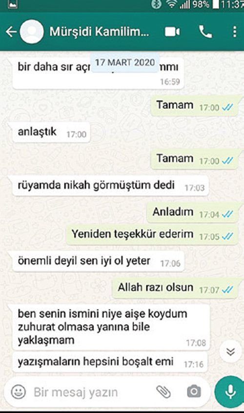 Çocuk istismarından tutuklanan Uşşaki şeyhi Fatih Nurullah'ın skandal mesajları ortaya çıktı 3 Çocuk istismarından tutuklanan Uşşaki şeyhi Fatih Nurullah'ın skandal mesajları ortaya çıktı