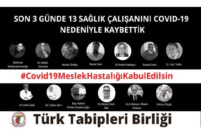 TTB: Son 3 günde 13 sağlık çalışanını Covid-19 nedeniyle kaybettik