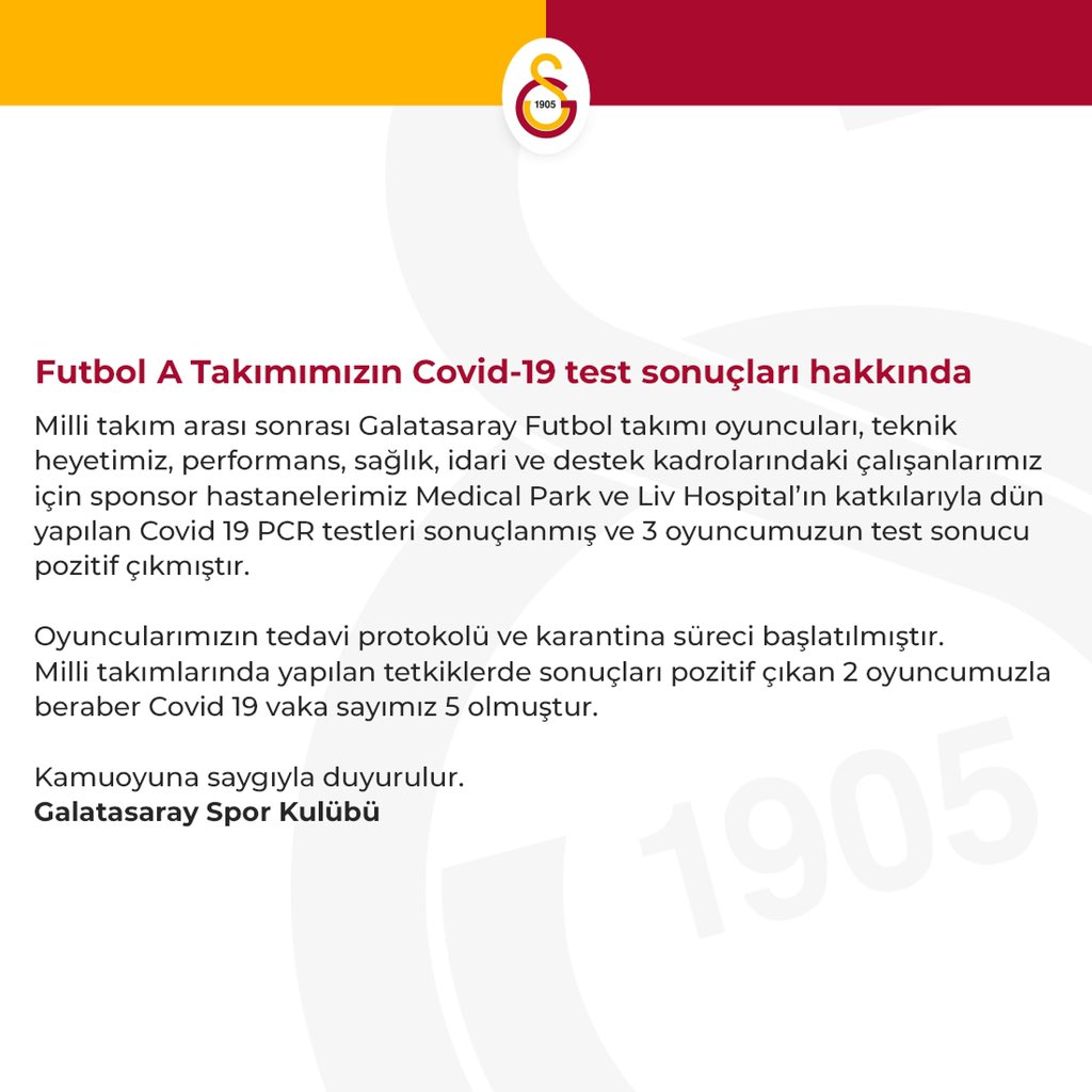 Son Dakika... Galatasaray'da 3 futbolcunun daha Koronavirüs testi pozitif çıktı