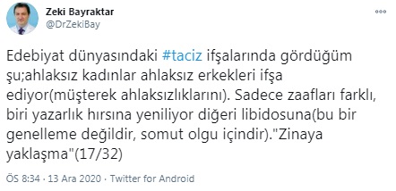 Medipol'ün profesörü, "Ahlaksız kadınlar ahlaksız erkekleri ifşa ediyor"