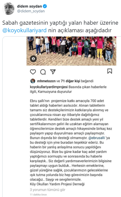 Didem Soydan'dan Sabah gazetesinin haberine tepki: Yalan haber yapmak sizlerin DNA'sına işlemiş