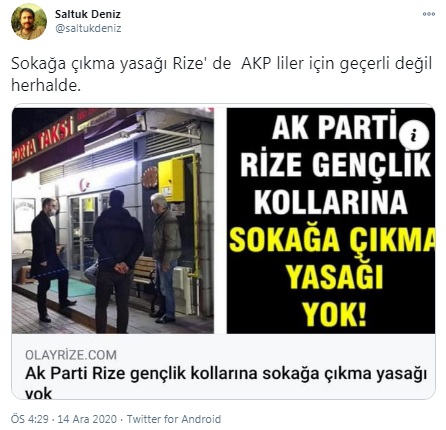 AKP'lilere sokağa çıkma kısıtlaması yok!