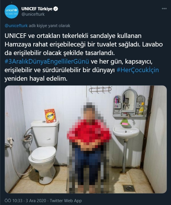 UNICEF Türkiye, Dünya Engelliler Günü'nde yaptığı tepki çeken paylaşımı kaldırdı