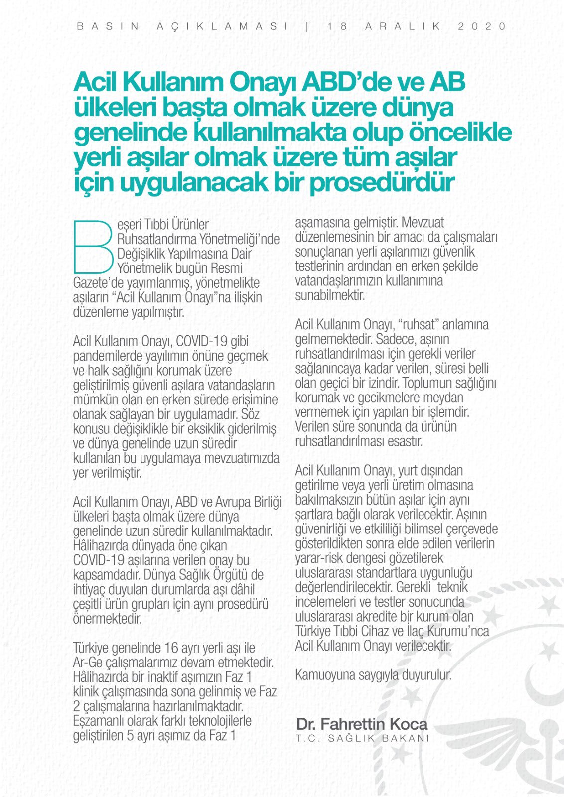 Fahrettin Koca’dan aşı düzenlemesi ile ilgili önemli uyarı