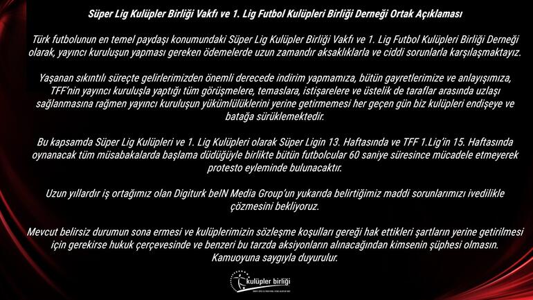 Kulüpler Birliği'nden tarihi protesto kararı!