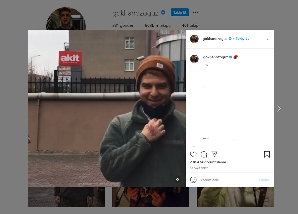 Gökhan Özoğuz Akit'in önünde çektiği video sosyal medyanın gündemine oturdu