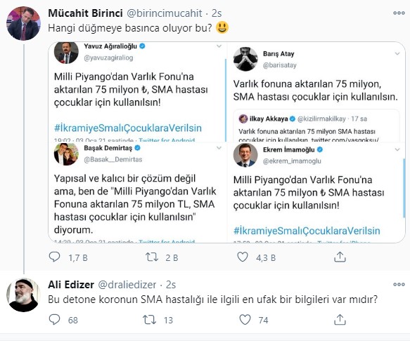 AKP’li Mücahit Birinci'nin SMA hastası çocuklar için yaptığı çirkin paylaşıma yandaş isimler sahip çıktı
