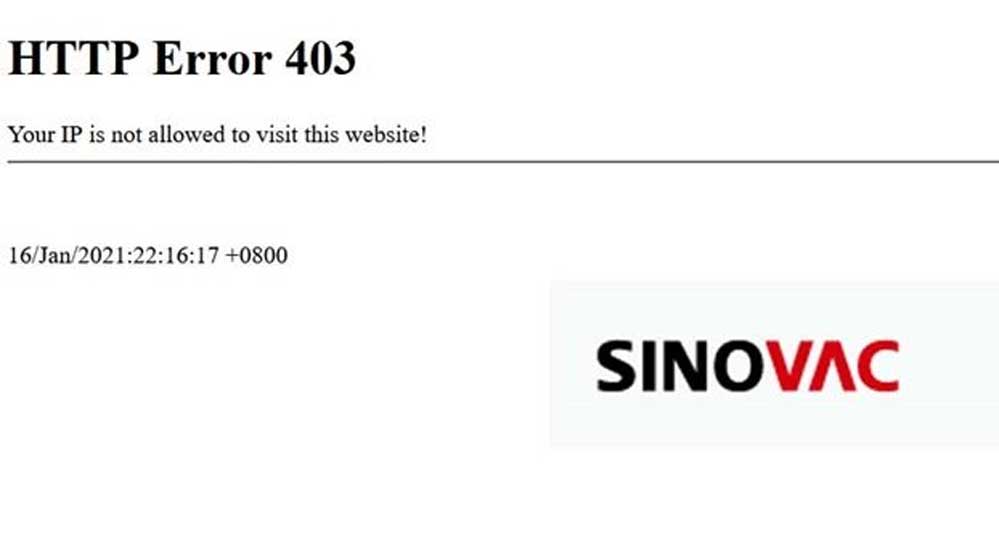 Aşılamanın başlamasının ardından Sinovac şirketi, web sitesine Türkiye’den erişimi engelledi!