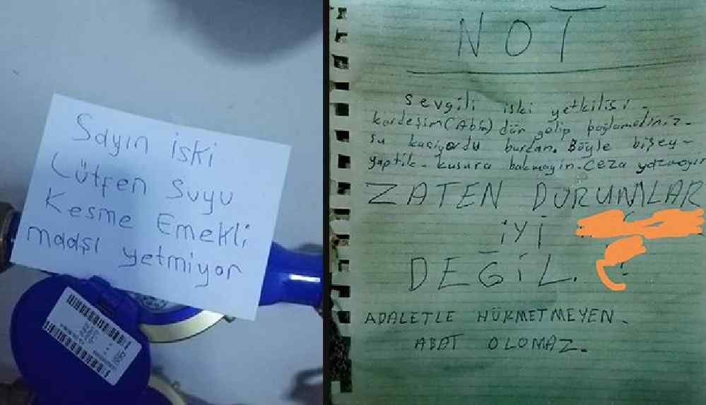 İSKİ görevlisine suyu kesme notu yazdı