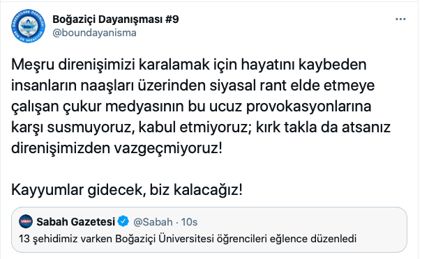 Şehitler üzerinden Boğaziçi provokasyonu