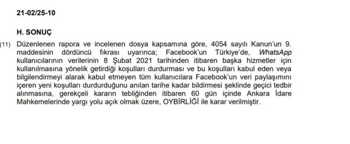 Rekabet Kurulu WhatsApp kararını açıkladı