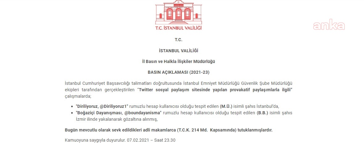 Boğaziçi eylemlerine katılan bir öğrenci daha tutuklandı