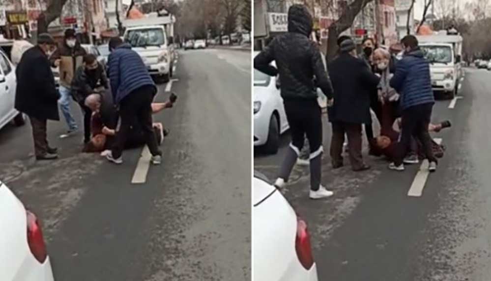 Ankara'da bir erkek, eşini sokak ortasında darp etti