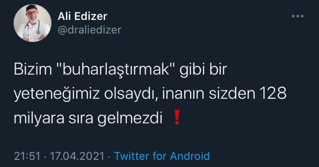 Ali Edizer'den "128 milyar dolar nerede" diyenlere tehdit