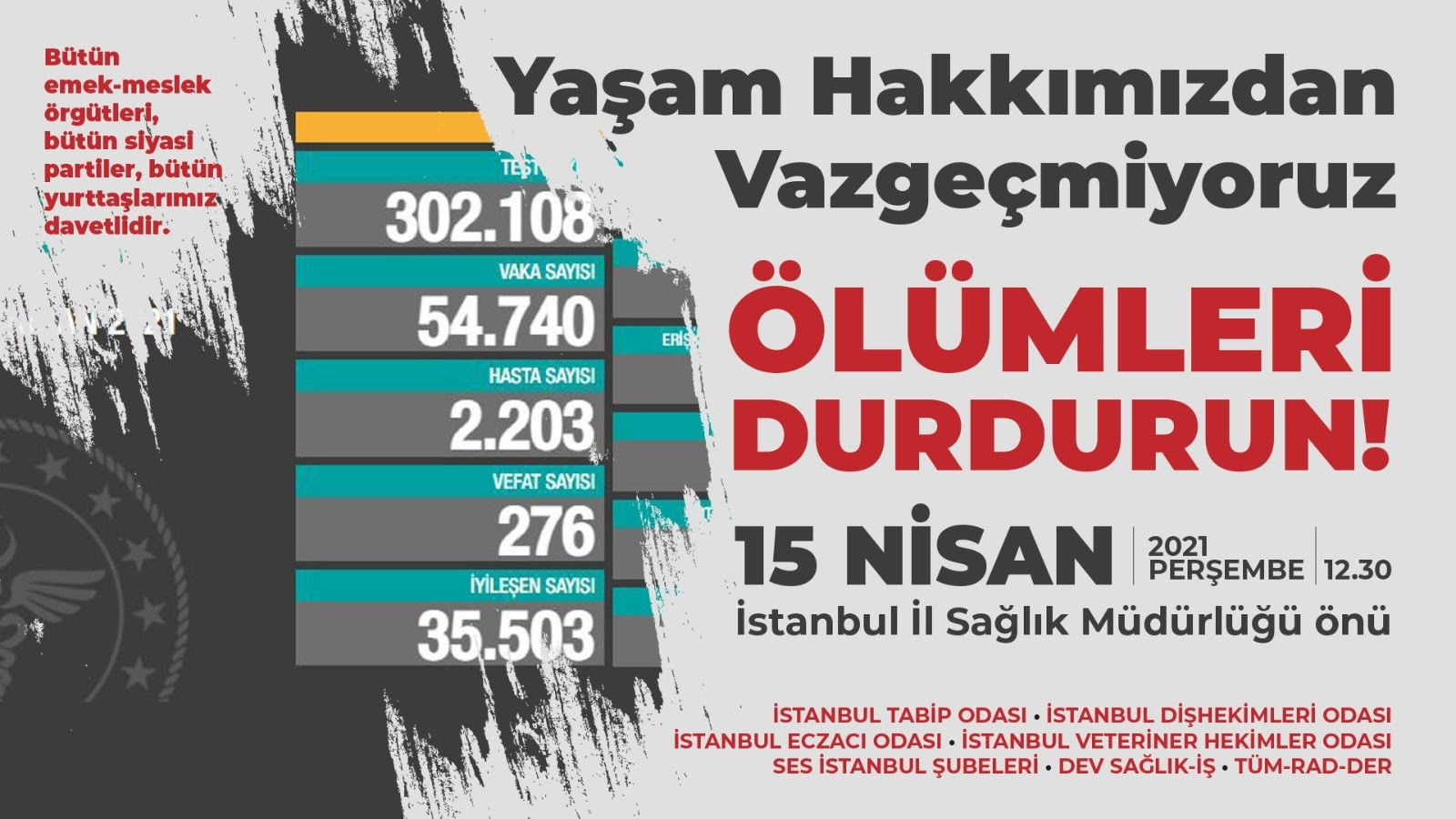 Hekimler 15 Nisan'da sokağa çıkıyor: "Yaşam hakkımızdan vazgeçmiyoruz!"
