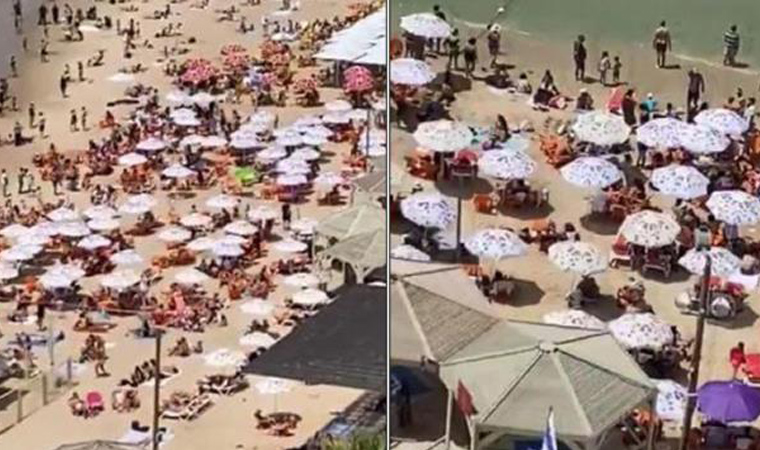 Maske zorunluluğunun kalktığı İsrail’de halk plajlara akın etti