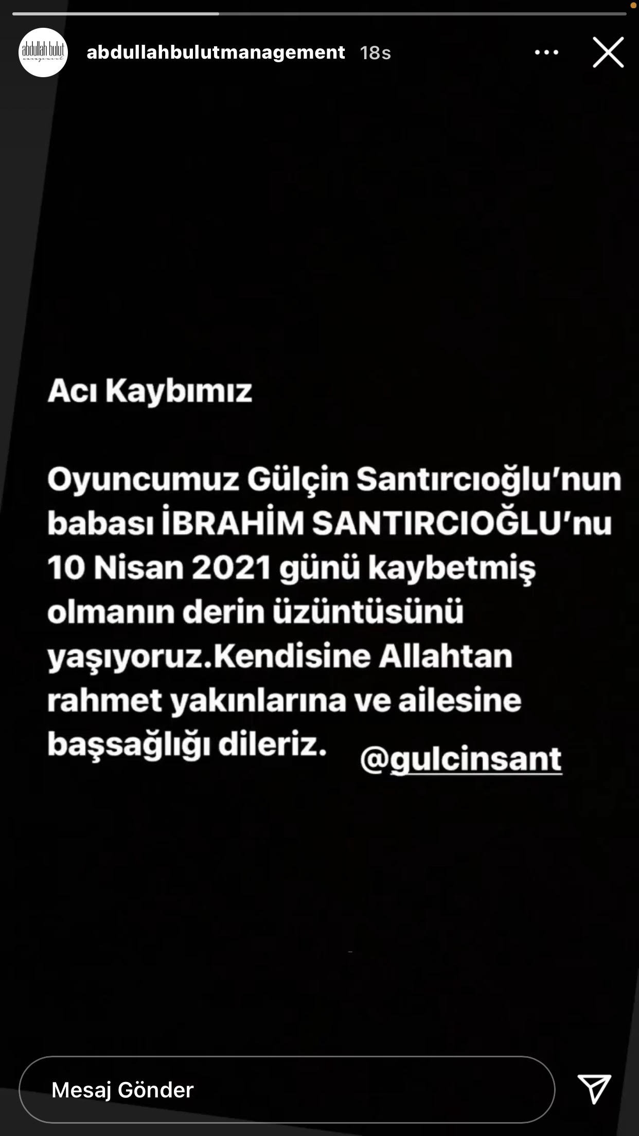 Oyuncu Gülçin Santırcıoğlu’nun acı günü