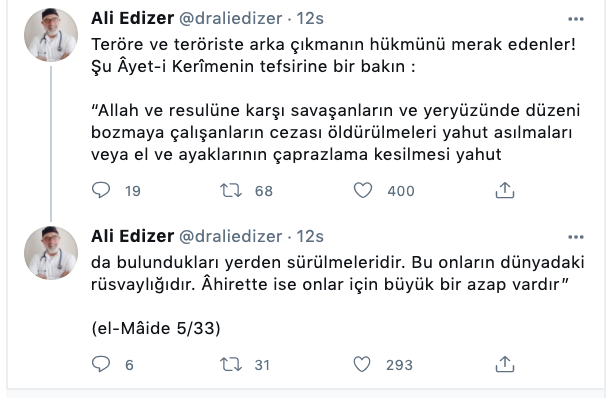 Ali Edizer’den “Gergerlioğlu, Demirtaş” paylaşımı: İslam hükümlerine göre muamele edilseydi, hiçbiri yaşamıyor olurdu