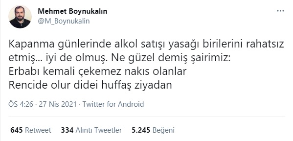 Boynukalın'ı sevindiren yasak: "Alkol satışı yasağı birilerini rahatsız etmiş... iyi de olmuş"