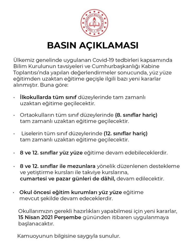 Milli Eğitim Bakanlığı yüz yüze eğitimle ilgili detayları açıkladı!