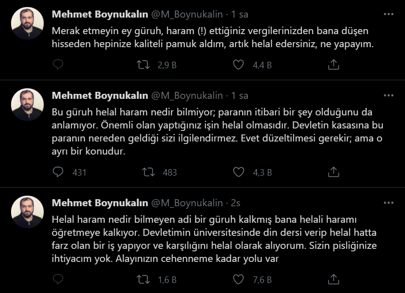 Mehmet Boynukalın: Haram ettiğiniz vergilerinizden bana düşen hisseden hepinize kaliteli pamuk aldım