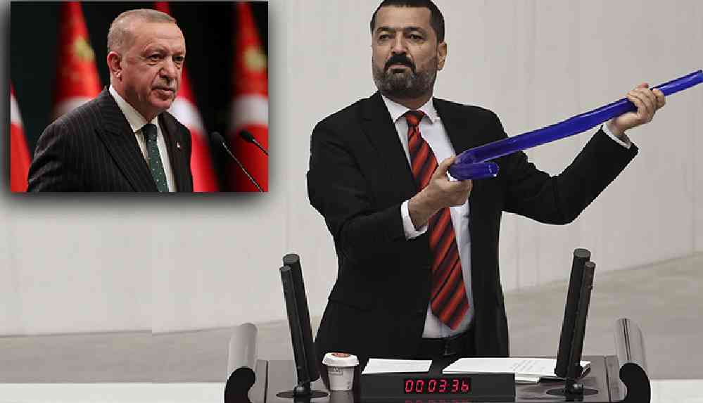 HDP'li vekil meclise hortumla çıktı: "Yürütmenin başı Sayın Erdoğan bu hortumlama işinde uzmanlaştı"