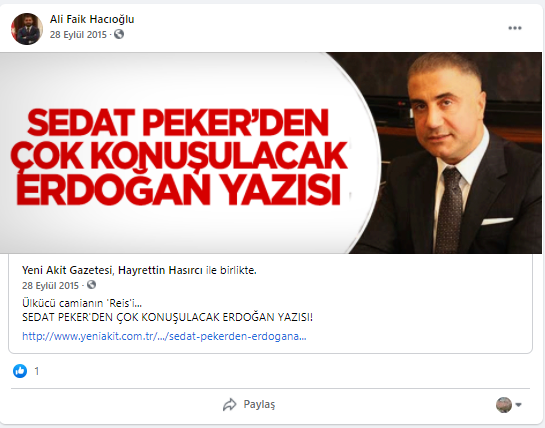 Bakan Soylu'nun danışmanı Hacıoğlu'dan Peker'e yanıt: 1.6 milyon TL'ye değil, 877 bin TL'ye aldım