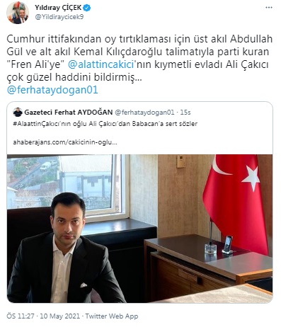 Çakıcı'nın oğlu Ali Babacan'ı hedef aldı