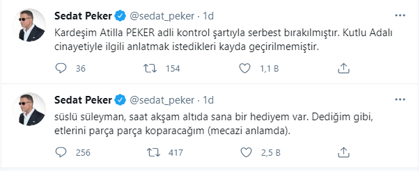 Sedat Peker'den, Soylu'ya: Saat akşam altıda sana bir hediyem var