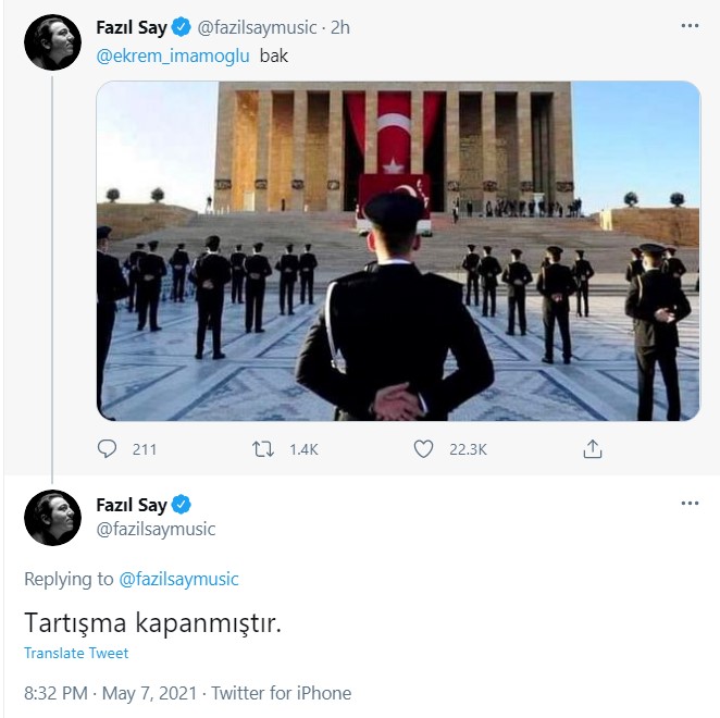 Fazıl Say'dan İmamoğlu'na destek: Tartışma kapanmıştır 3 Fazıl Say'dan İmamoğlu'na destek: Tartışma kapanmıştır