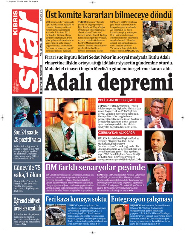 Kuzey Kıbrıs’ta gazeteler Sedat Peker'i manşetlere taşıdı