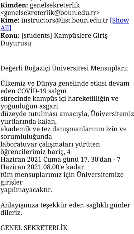 Boğaziçi'ndeki direnişe karşı Melih Bulu öğrencilerin hafta sonu kampüse girişlerini yasakladı