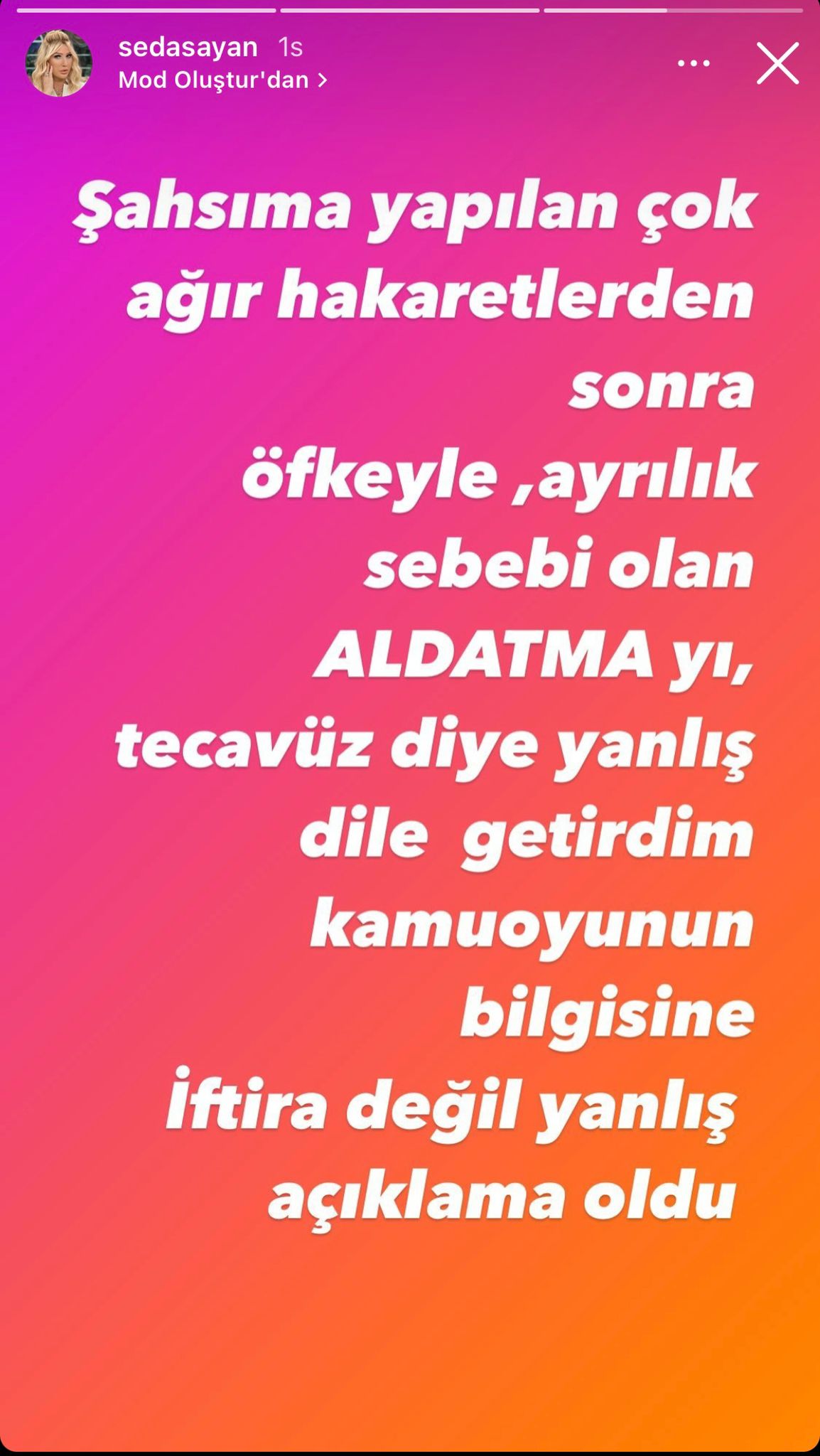 Seda Sayan'dan yeni Mehmet Ali Erbil açıklaması: Tecavüz değil, aldatma!