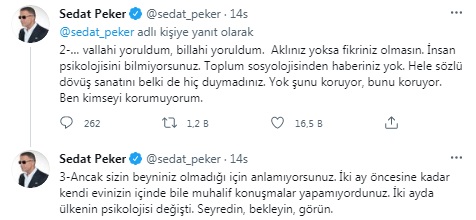 Sedat Peker: Size laf anlatmaktan vallahi yoruldum, billahi yoruldum