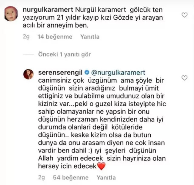 Seren Serengil’in, 21 yıldır kızını arayan acılı anneye verdiği cevap sosyal medyanın gündemine oturdu