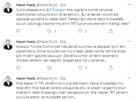 AKP'li yazar Haniç'ten Erdoğan'a: Hilal Kaplan'ı önemsiyorsa nüfusuna alsın