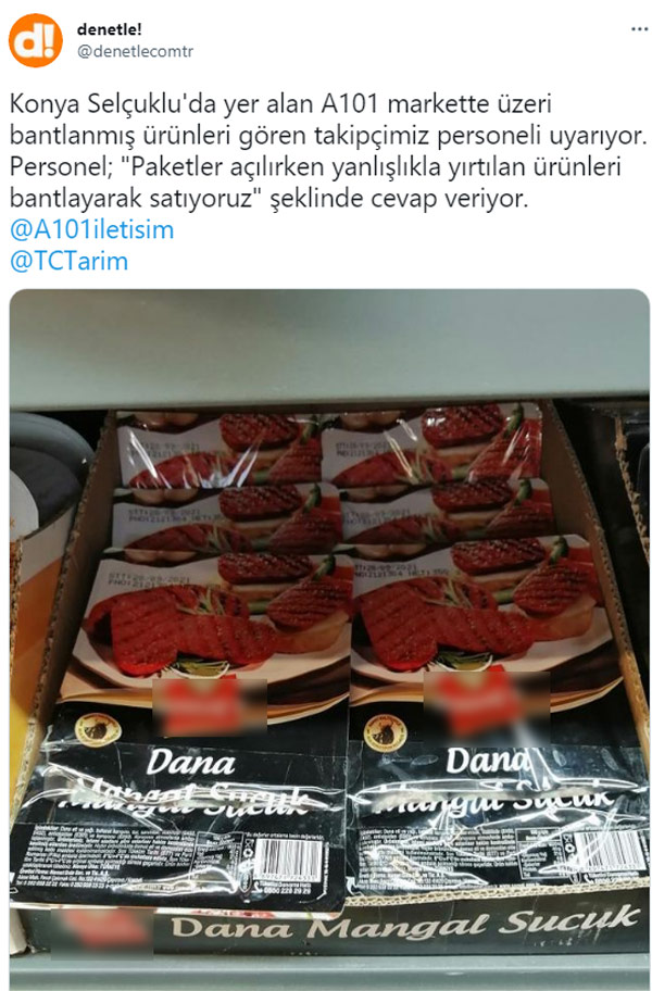 A101'de yırtılan ürünler bantlanarak satılıyor iddiası