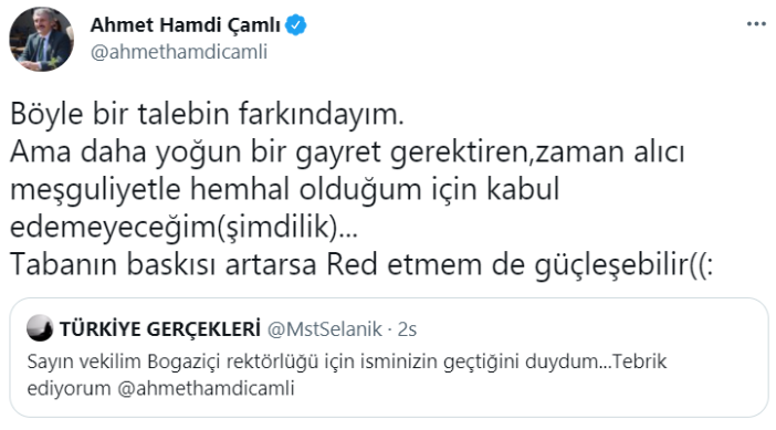AKP'li Çamlı alay konusu oldu; 'Boğaziçi rektörlüğü' esprisini ciddiye aldı