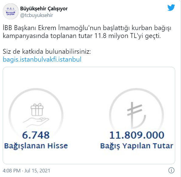 İBB'nin kampanyasına rekor bağış: 12 günde 11.8 milyon lira 3 İBB'nin kampanyasına rekor bağış: 12 günde 11.8 milyon lira